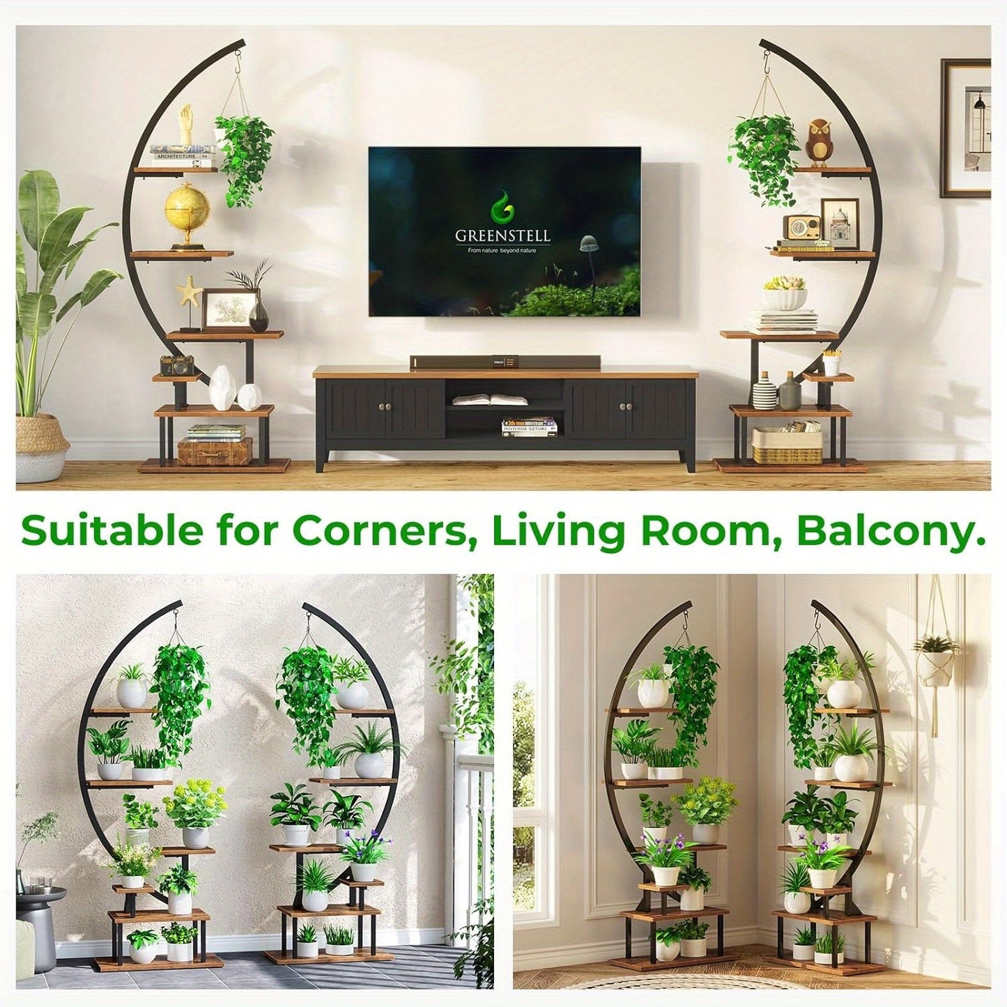 2 Pack 7 Tiered Metal GREENSTELL Plant Stand with Grow Lights