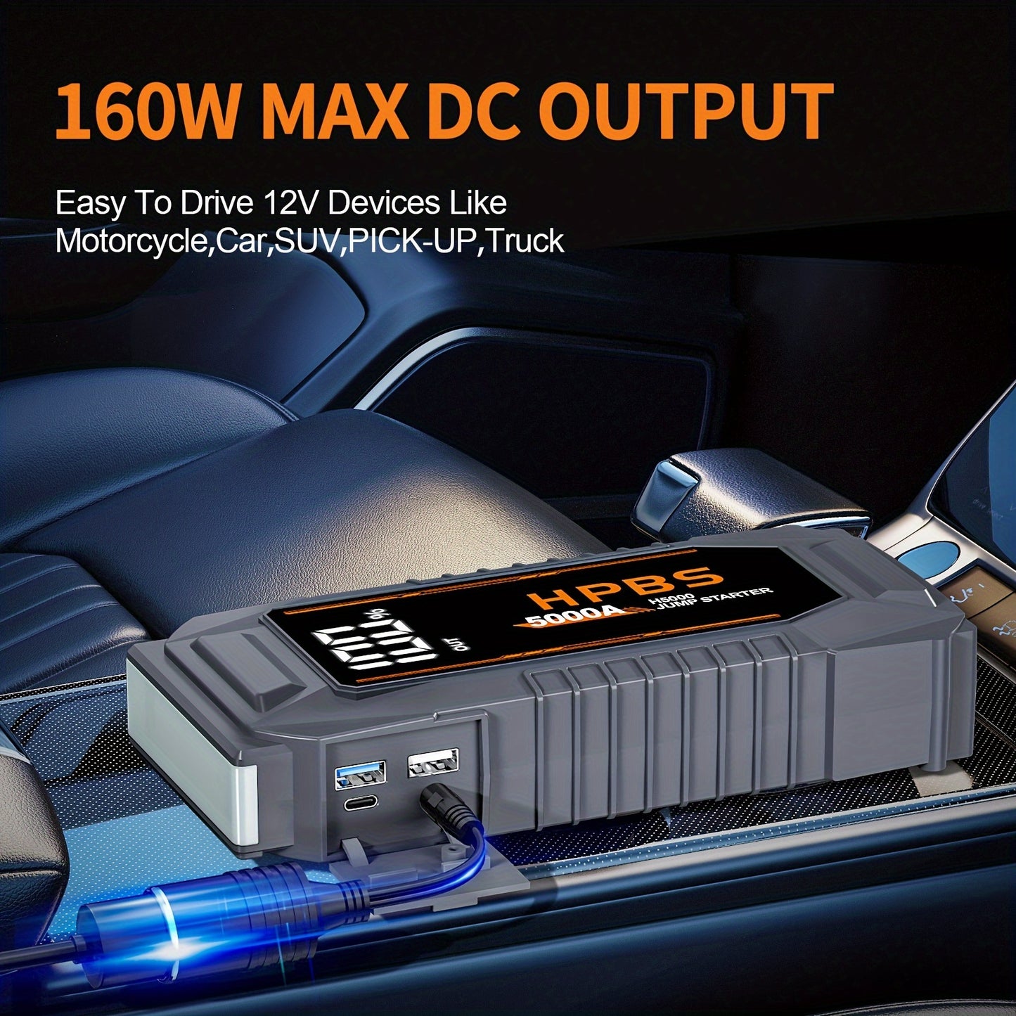 24000mAh HPBS 5000A Jump Starter Battery Pack with 12V Power Bank.