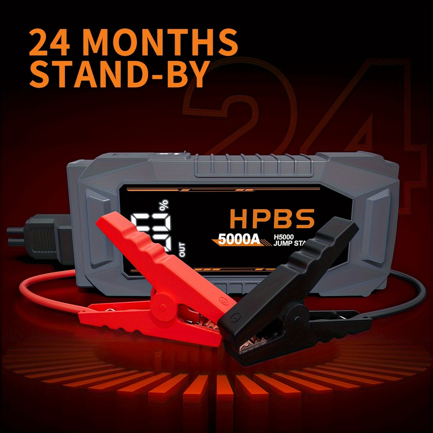 24000mAh HPBS 5000A Jump Starter Battery Pack with 12V Power Bank.