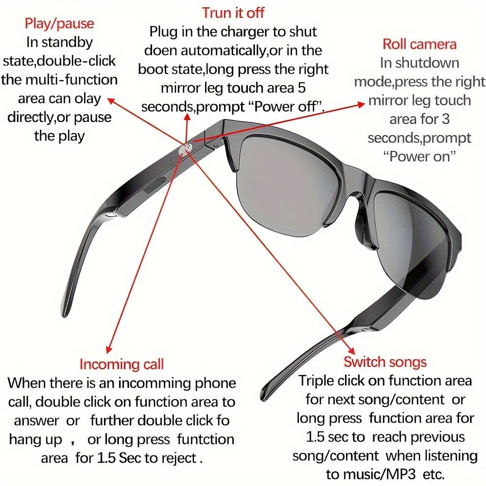 Smart Glasses with Open Ear Headphones