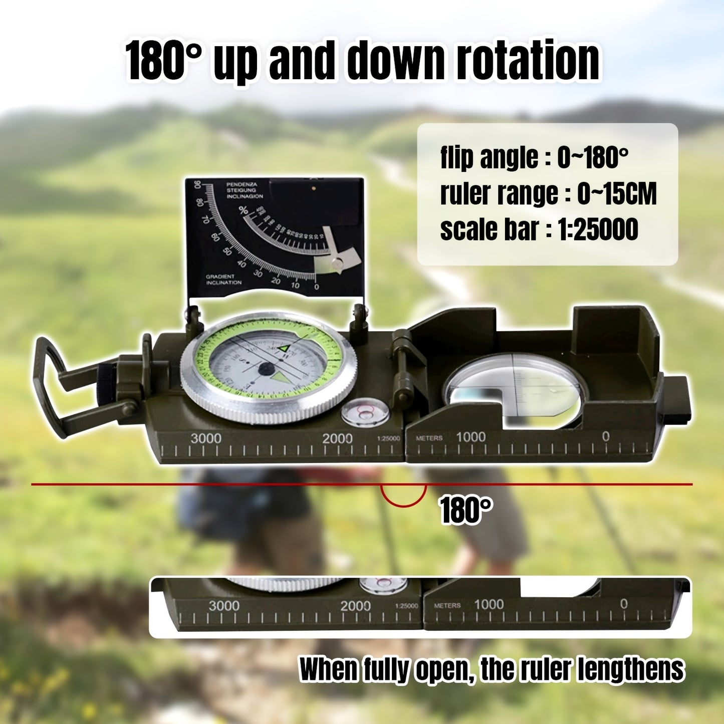 Multifunctional Luminous Dial Waterproof Anti-fog Accurate Military Compass