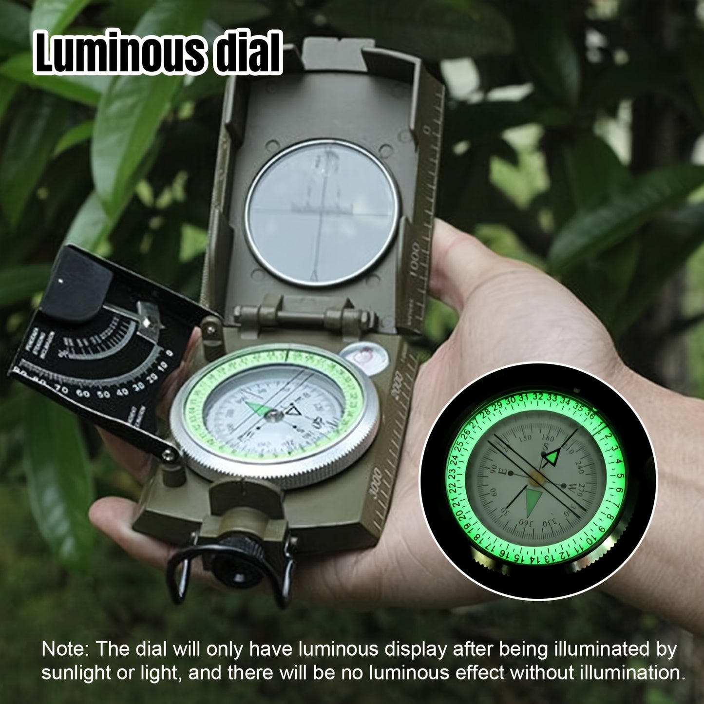 Multifunctional Luminous Dial Waterproof Anti-fog Accurate Military Compass