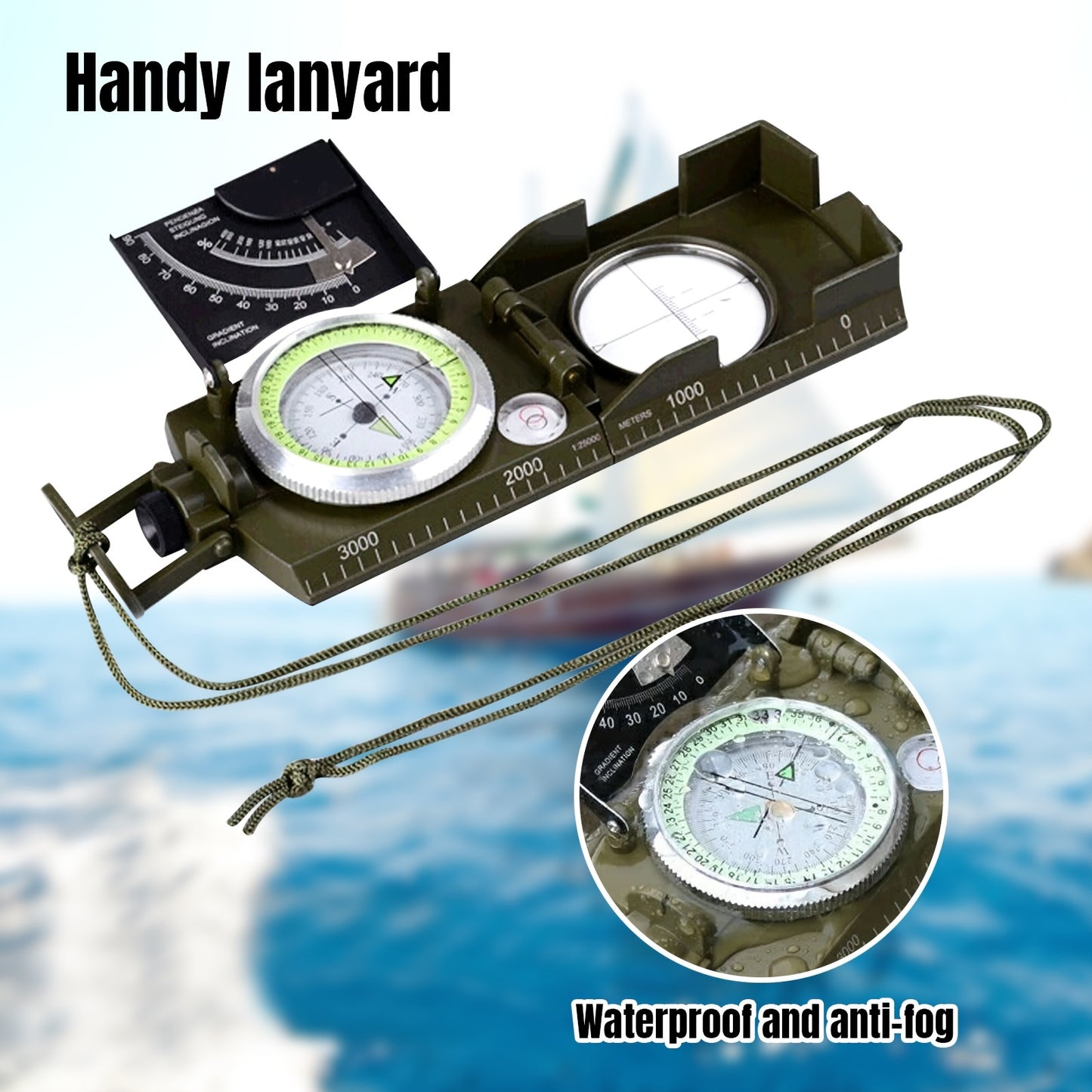 Multifunctional Luminous Dial Waterproof Anti-fog Accurate Military Compass