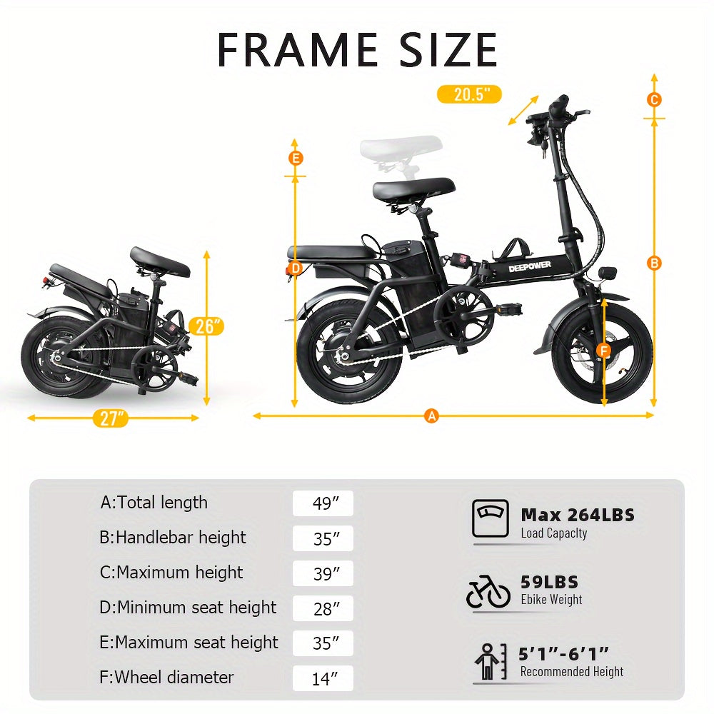 Foldable E-bike For Adults, 400W Motor 20MPH Max Speed