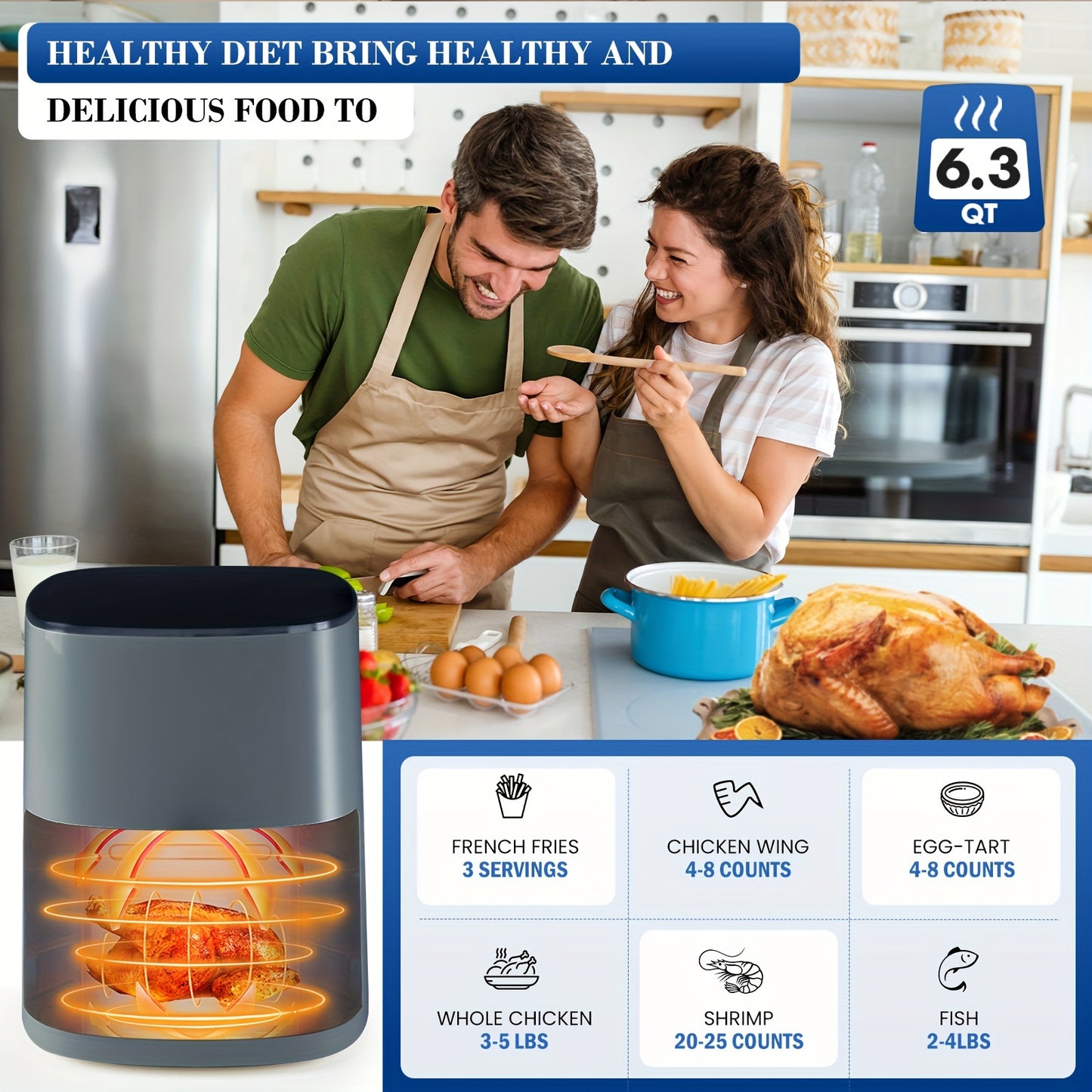 6 Qt Nonstick Air Fryer Oven