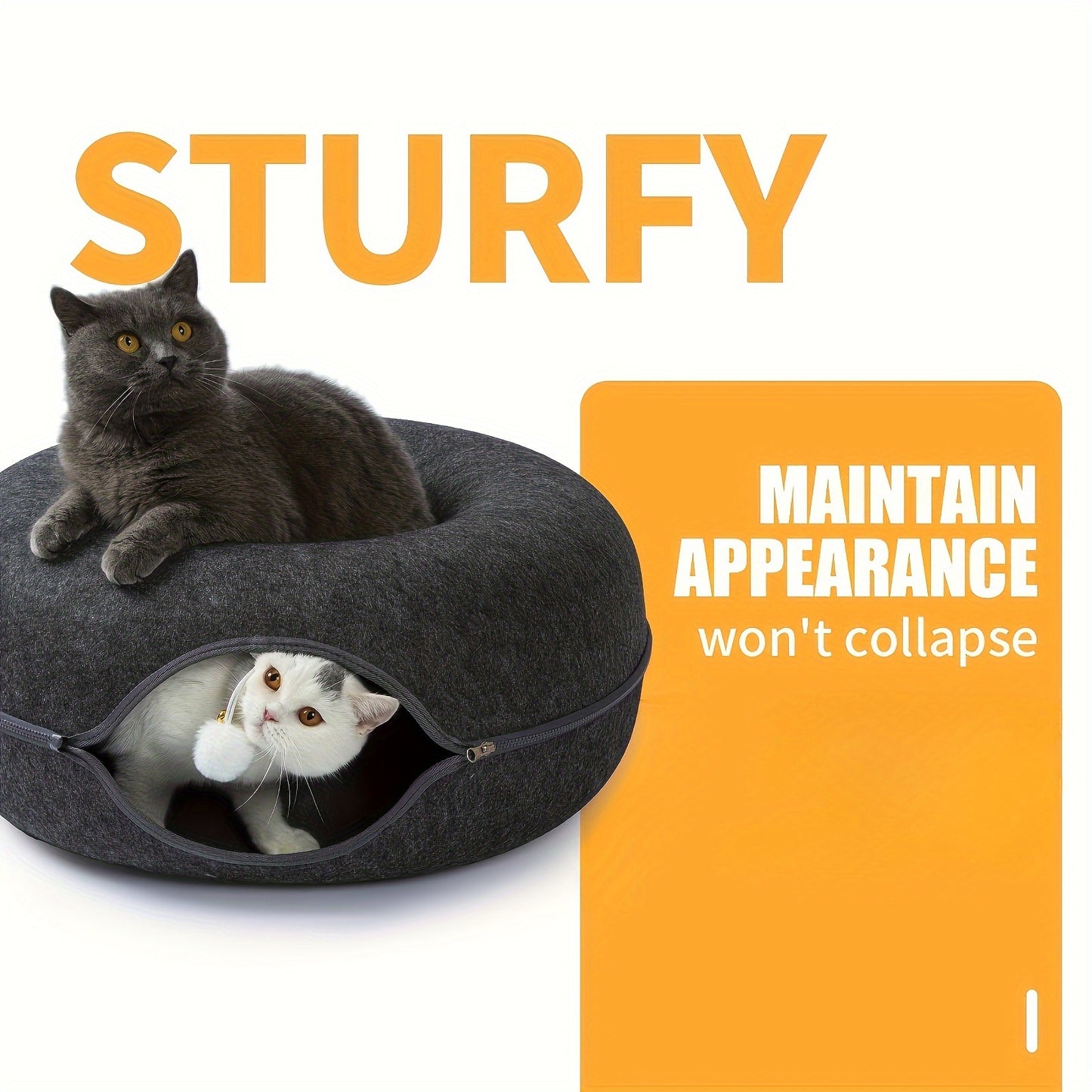 Cat Tunnel Bed with Toy Balls for Multiple Cats .