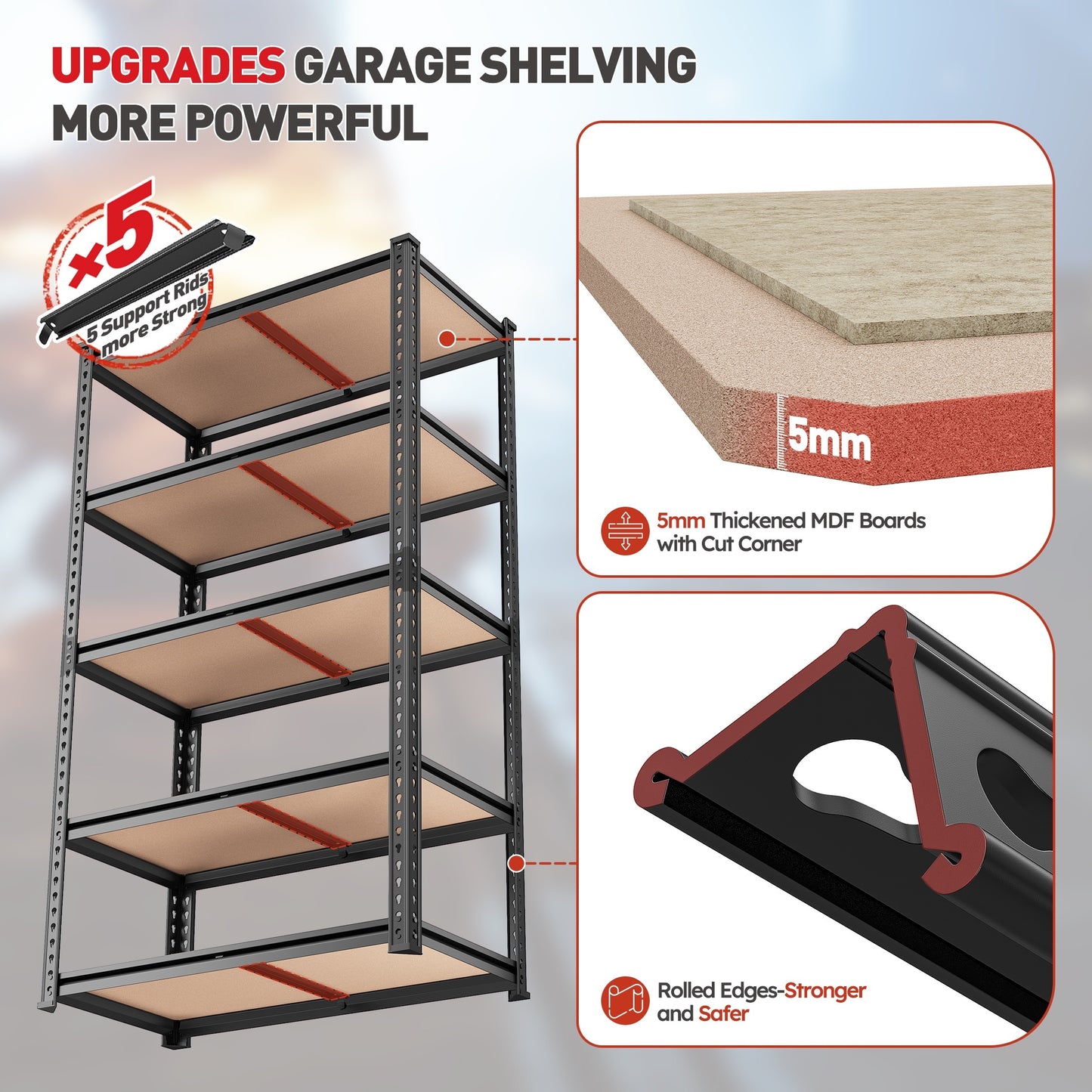 2000LBS Garage Shelving 72''H Storage Shelves