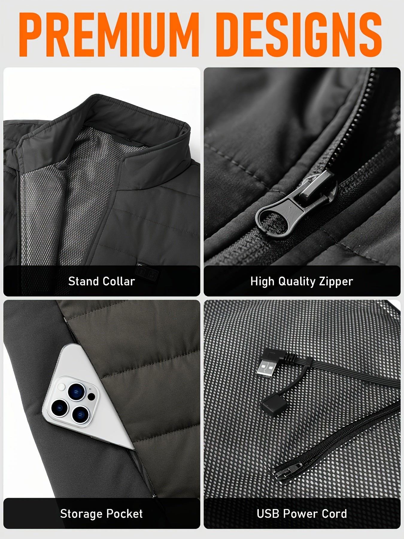 1pc Men's Heated Vest with 12000mAh Battery