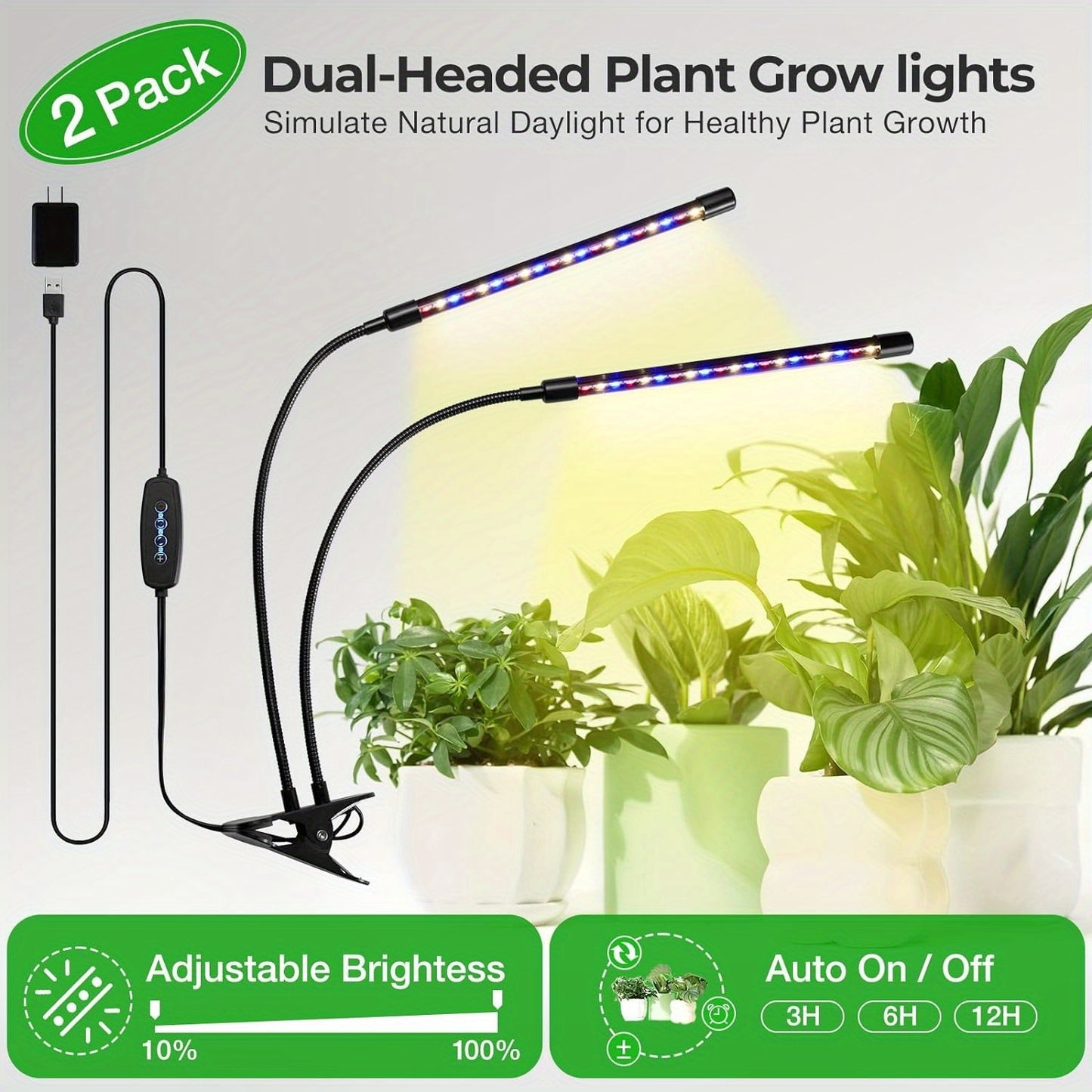 2 Pack 7 Tiered Metal GREENSTELL Plant Stand with Grow Lights