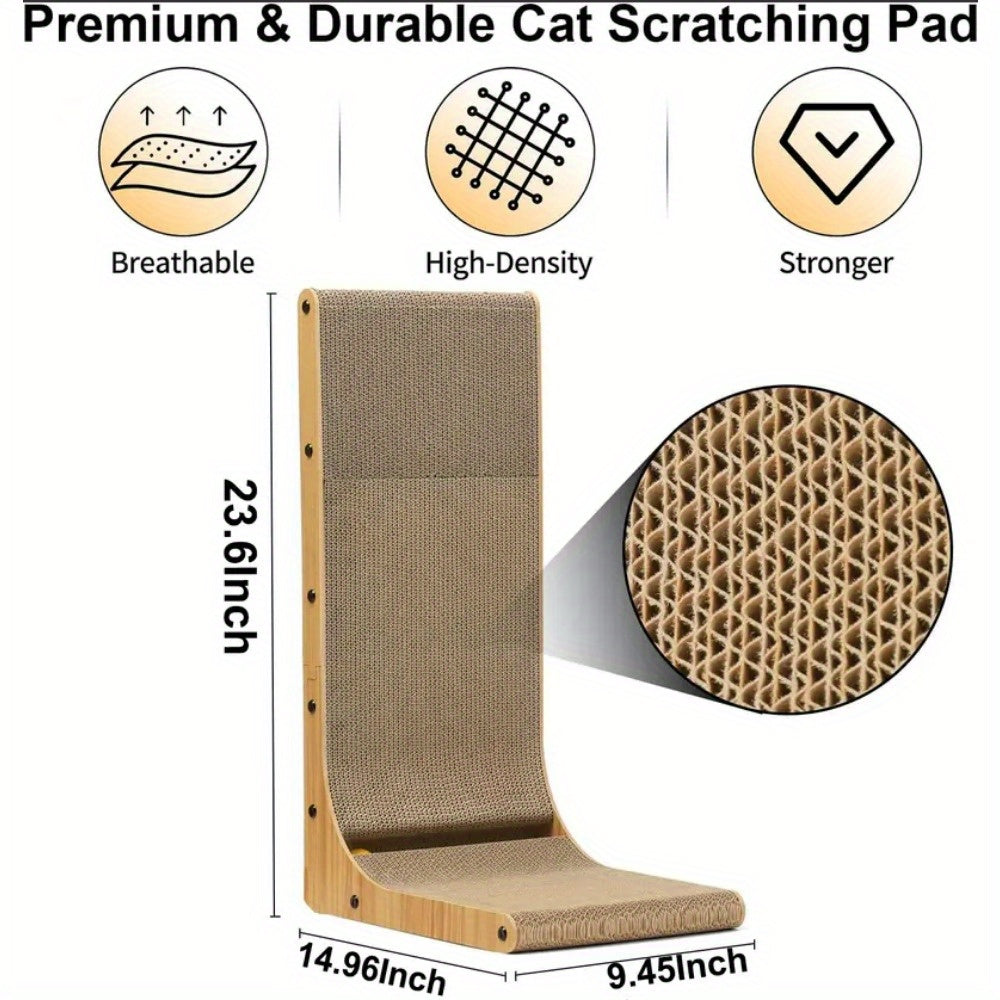 Large L-Shaped Cat Scratcher Board - Double-Sided, Wear-Resistant