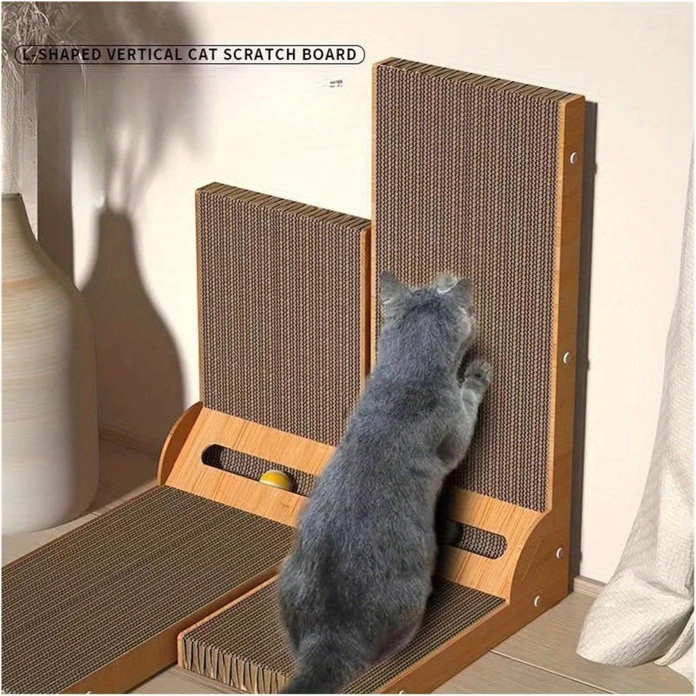 Large L-Shaped Cat Scratcher Board - Double-Sided, Wear-Resistant