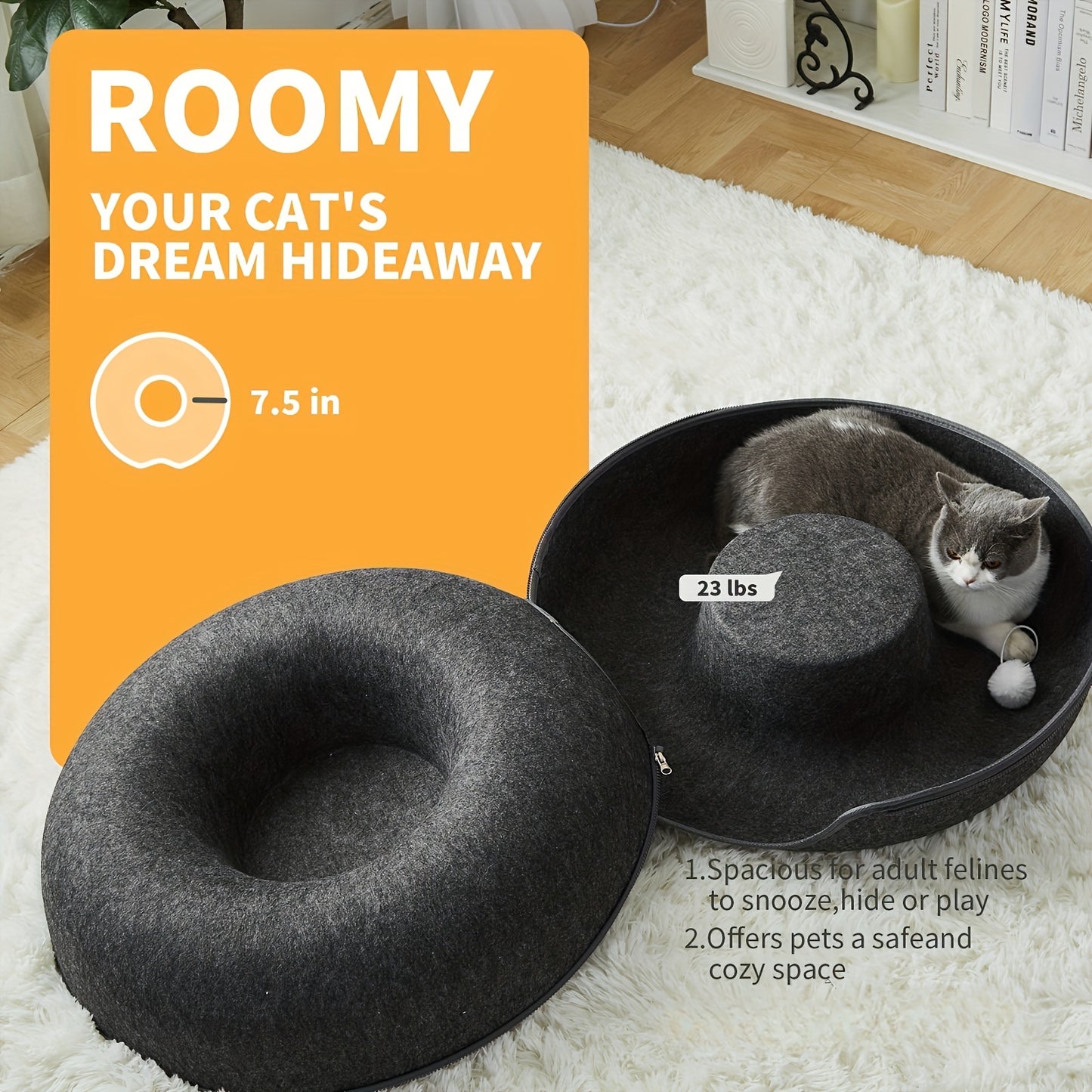 Cat Tunnel Bed with Toy Balls for Multiple Cats .