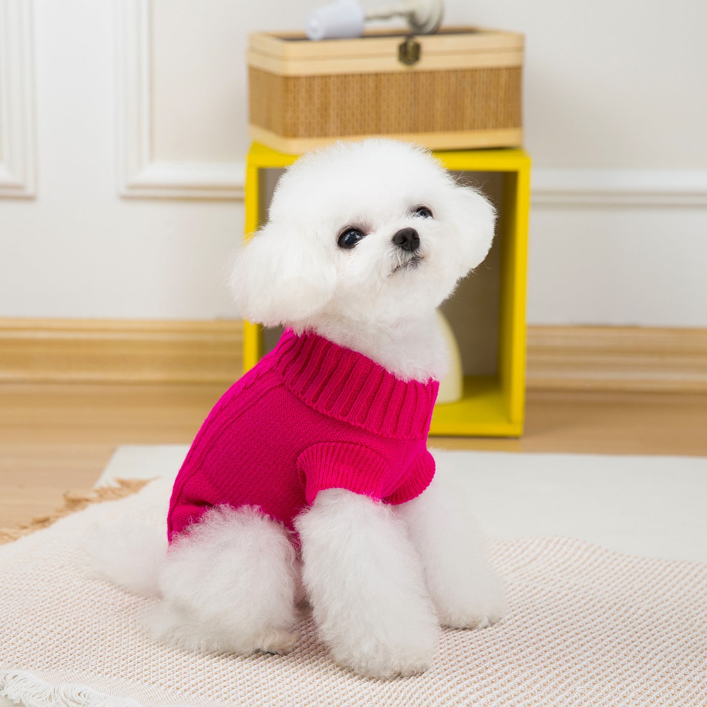 1pc Cozy Turtleneck Knit Dog Sweater