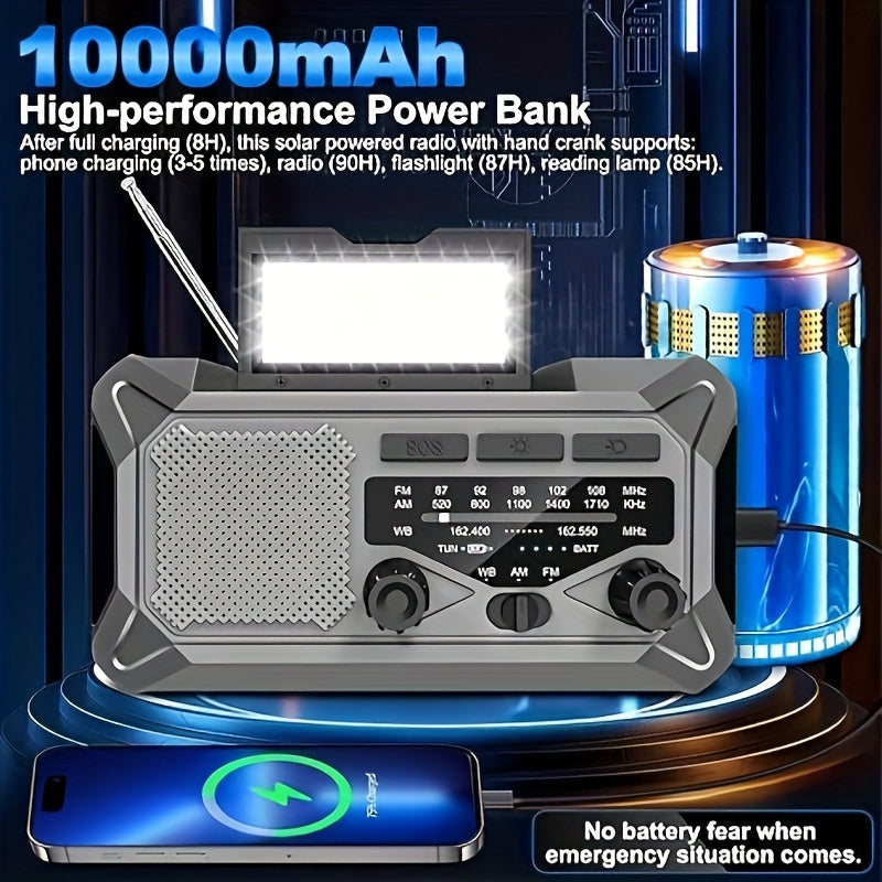 12000mAh Emergency Weather Radio - High-Capacity Solar Charger