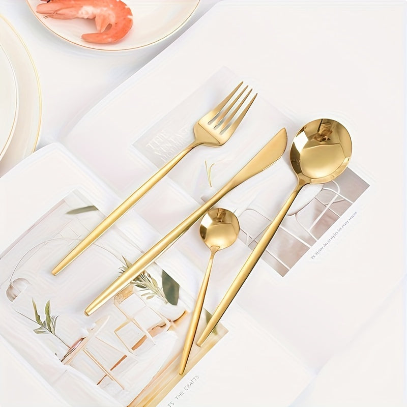 48pcs Golden Stainless Steel Tableware Set