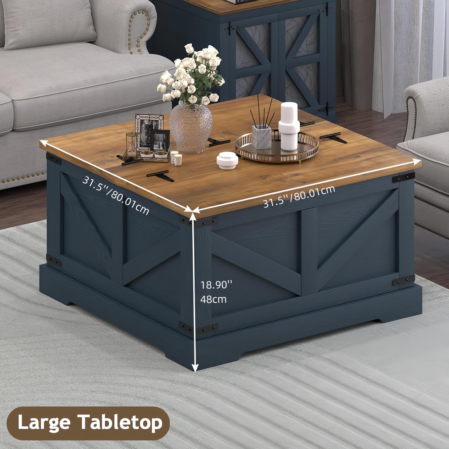 Farmhouse Coffee Table With Hidden Storage Compartment