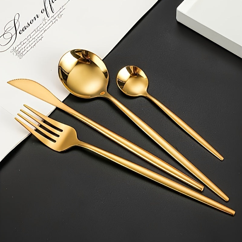 48pcs Golden Stainless Steel Tableware Set