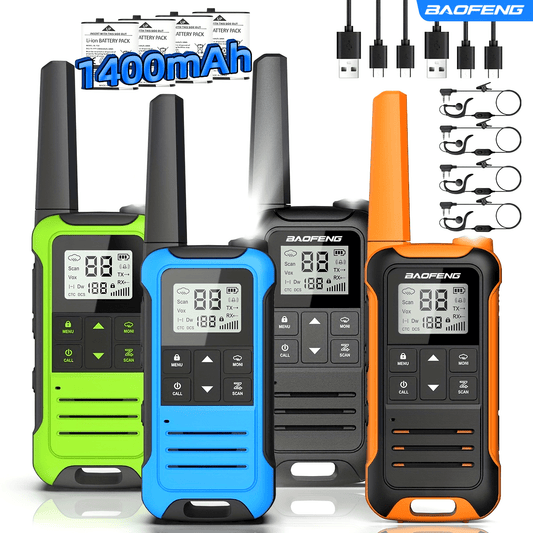 4 Pack Rechargeable Baofeng Walkie Talkies Long Range Two Way Radios