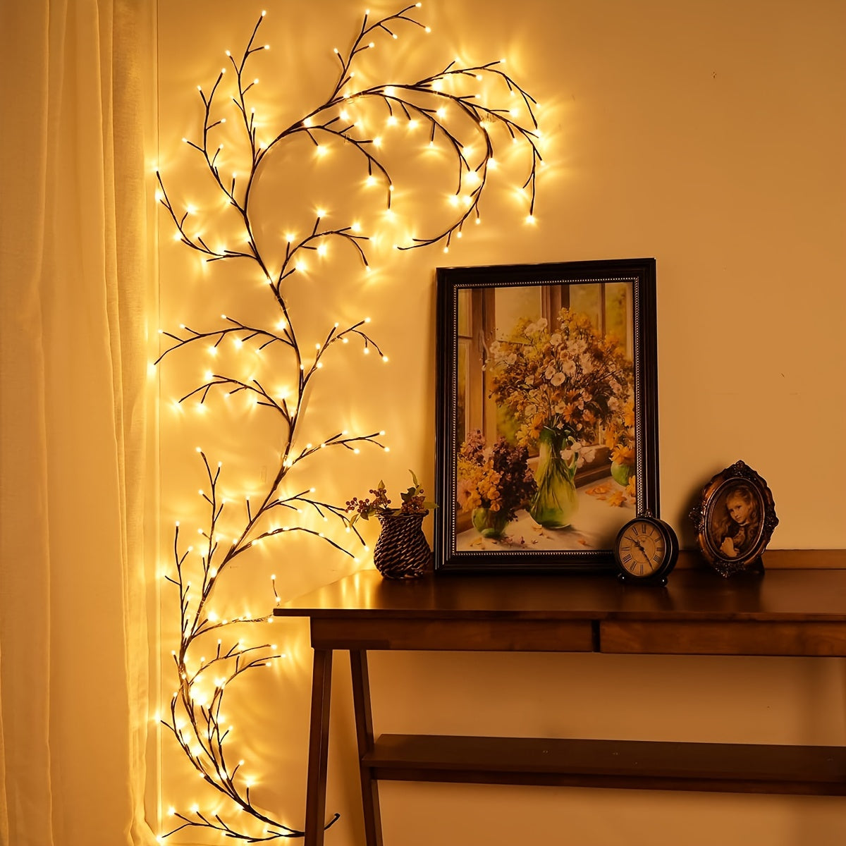 1Pc 72/96LEDS Bendable Willow Vine Lights,