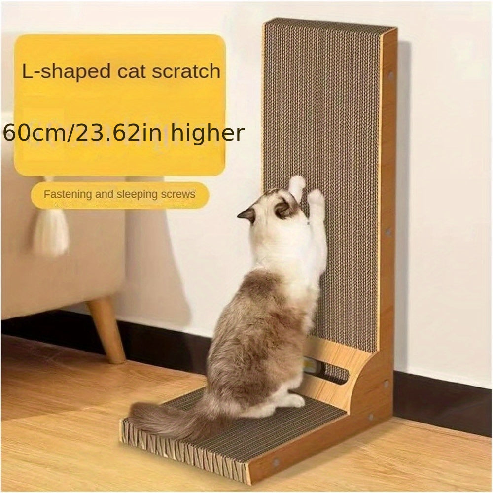 Large L-Shaped Cat Scratcher Board - Double-Sided, Wear-Resistant