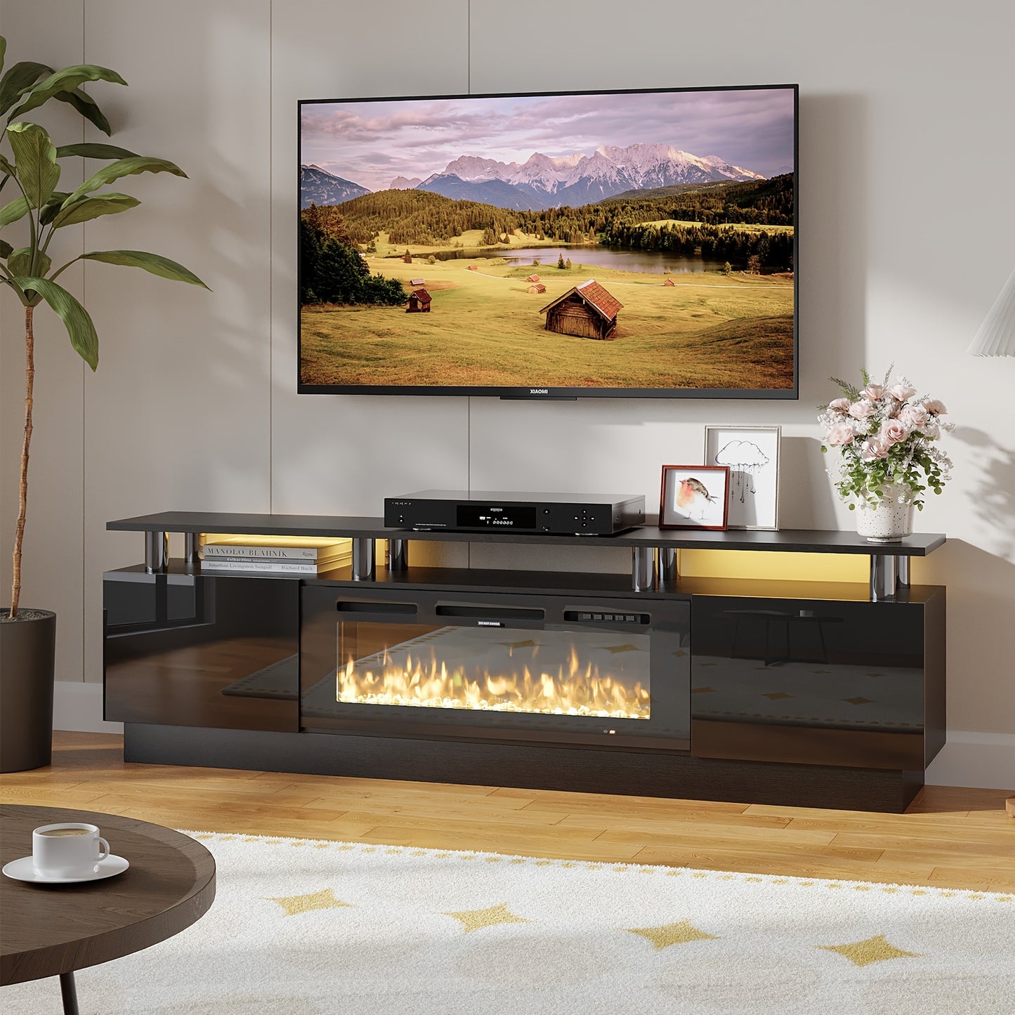 80" TV Compatible Fireplace Entertainment Center Stand