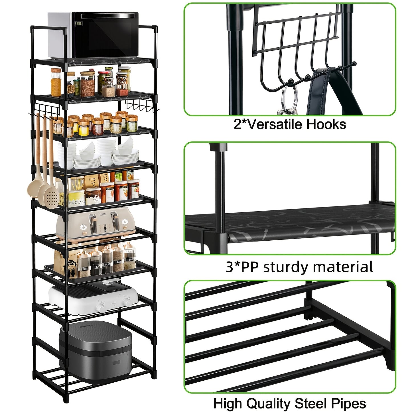 Superlele 10-Tiers Adjustable Kitchen Shelves