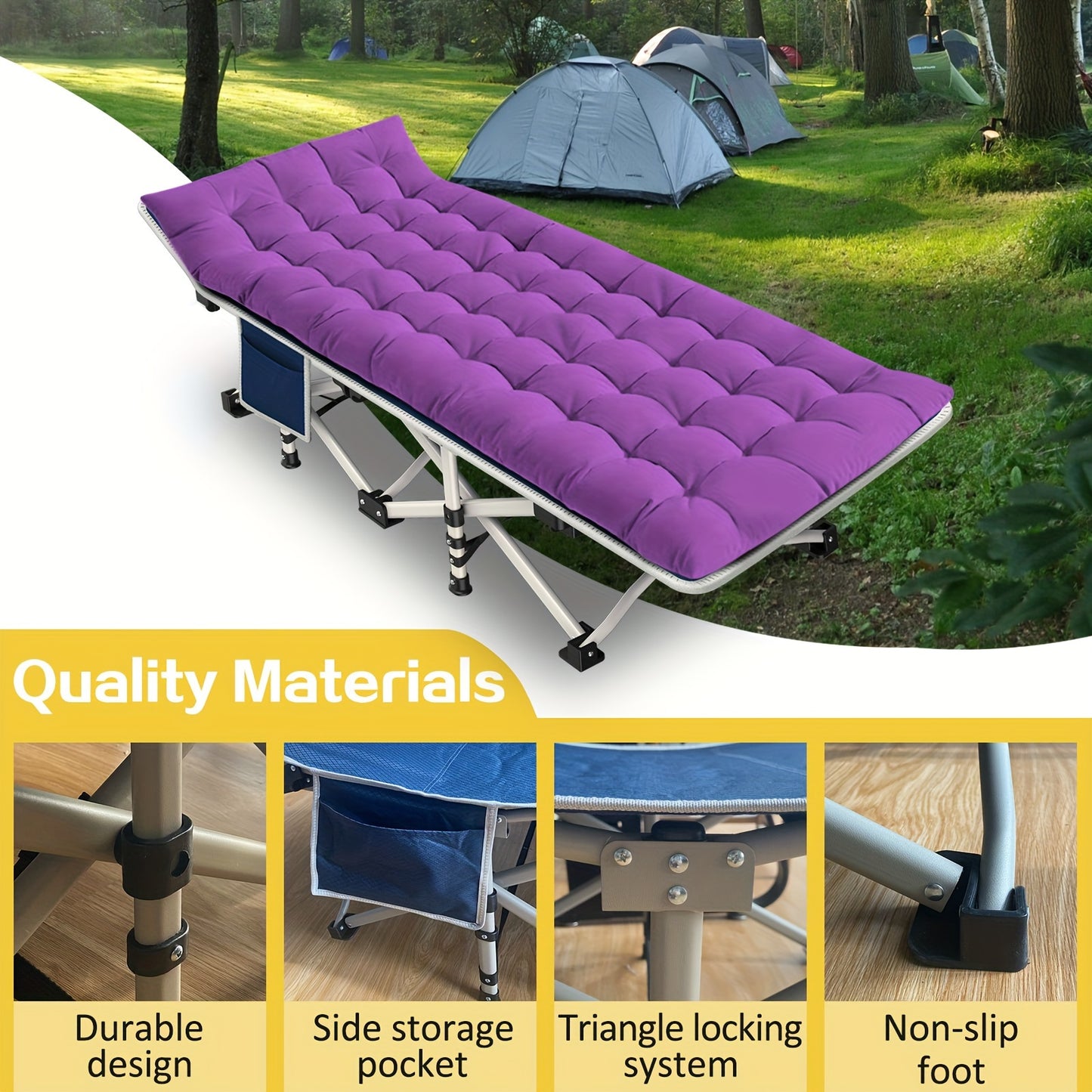 Oversized Camping Cot XXL 32 Inches Width With Comfortable Mattress