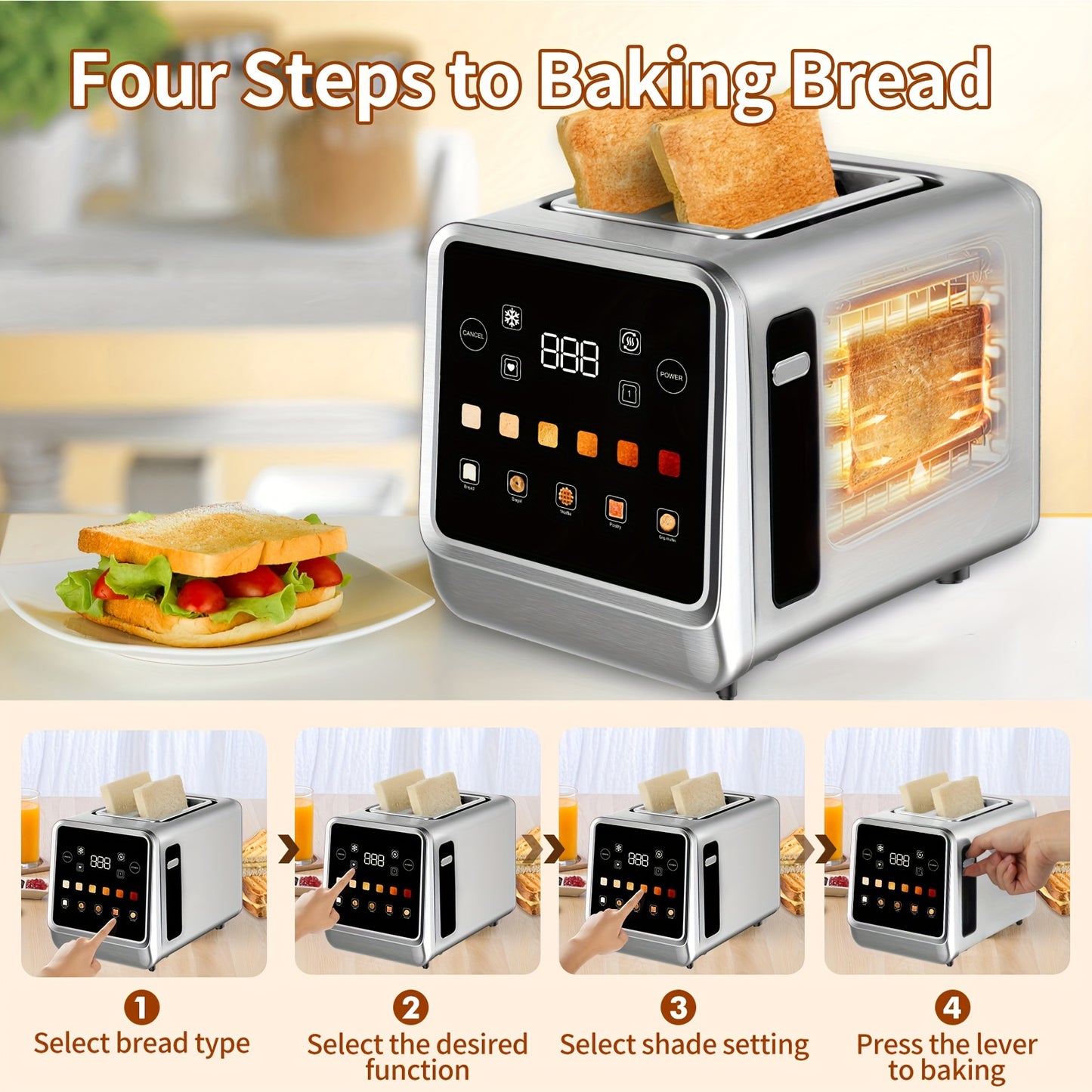 2-Slice Stainless Steel Toaster