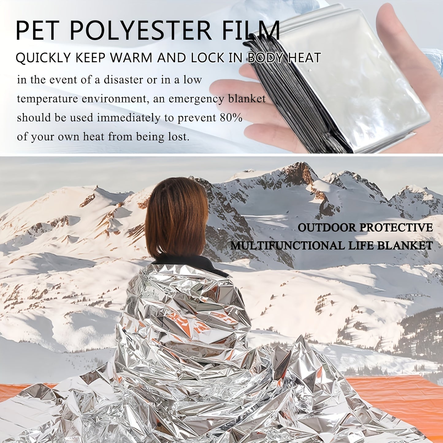 10pc Emergency Mylar Thermal Blankets - 52"x82"