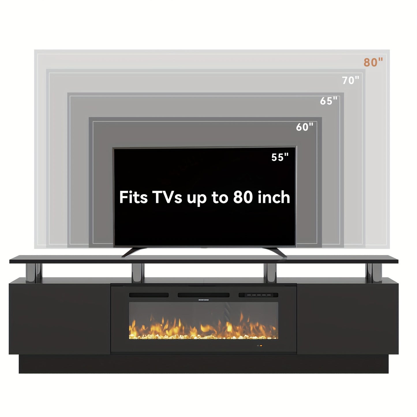 80" TV Compatible Fireplace Entertainment Center Stand