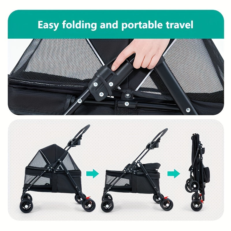 Deluxe Pet Stroller For Dogs & Puppies