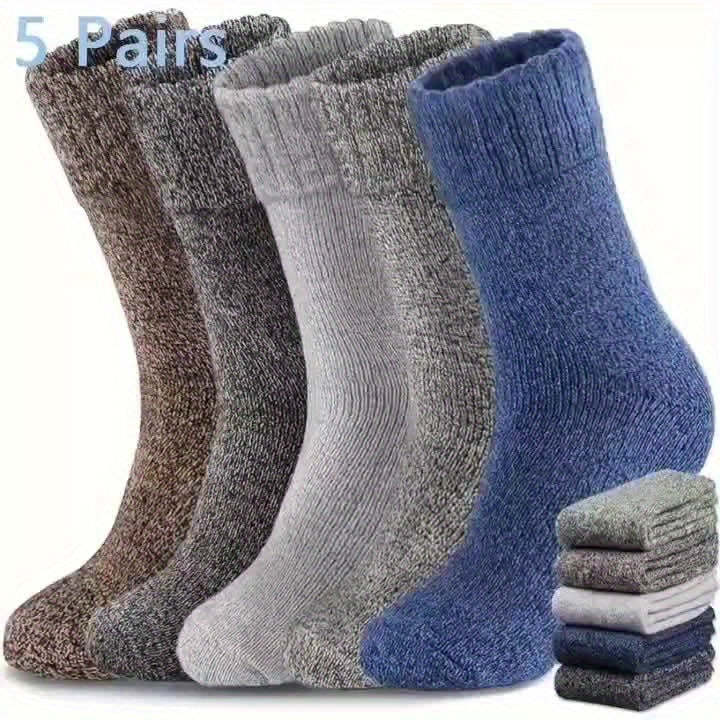 5 Pairs Merino Wool Warm Crew Socks