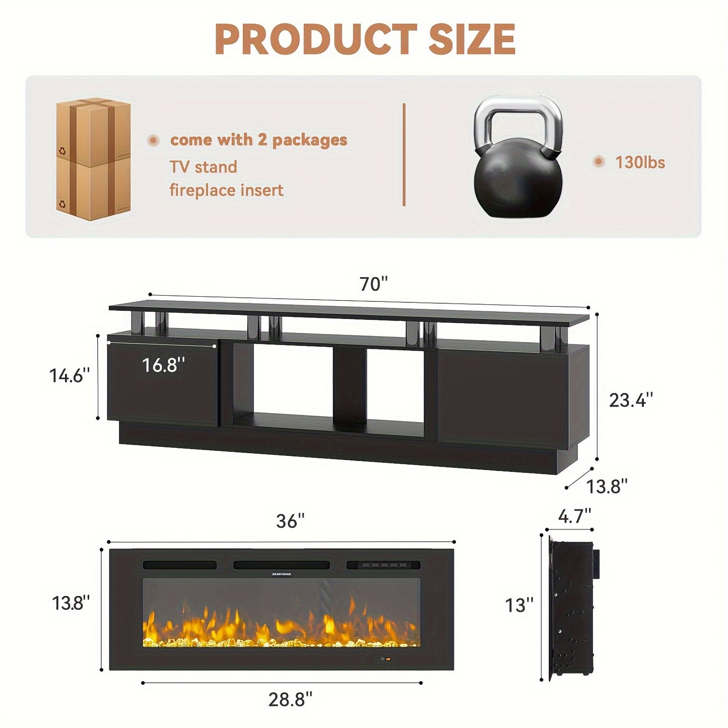 80" TV Compatible Fireplace Entertainment Center Stand