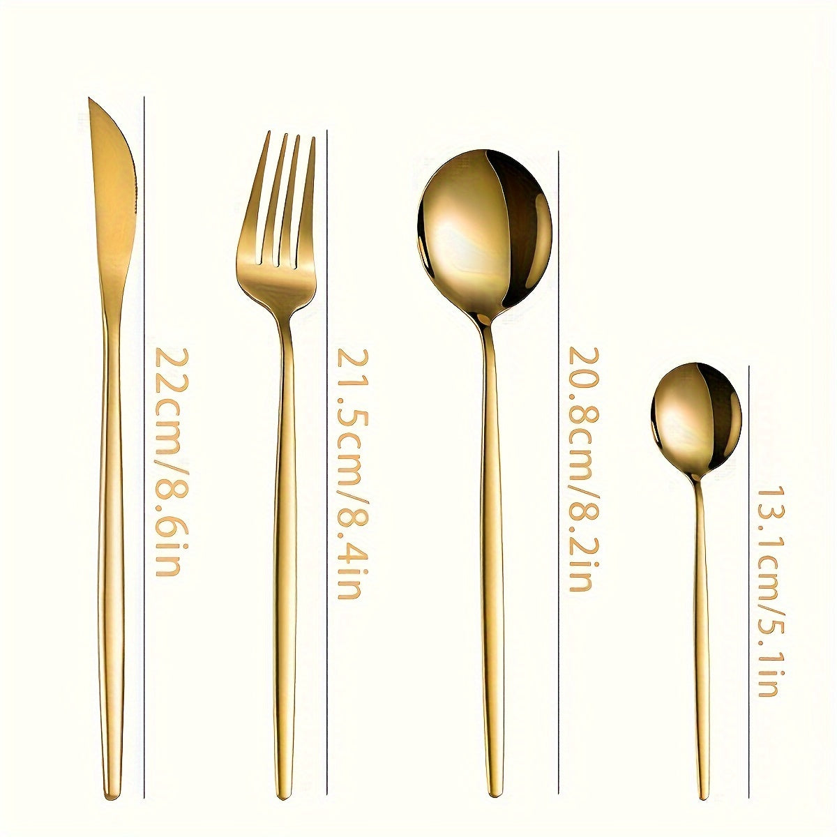 48pcs Golden Stainless Steel Tableware Set