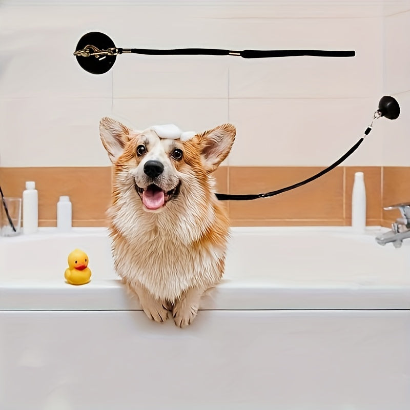 Bathing Tether with Suction Cup Anchor, Pet Grooming Bathtub Restraint.