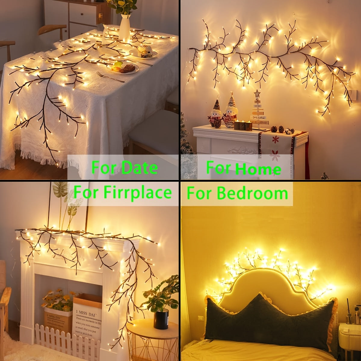 1Pc 72/96LEDS Bendable Willow Vine Lights,