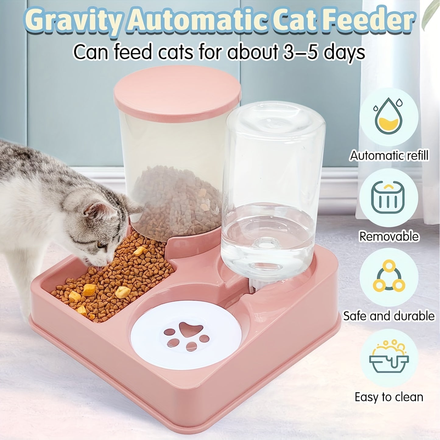 2-in-1 Automatic Pet Feeder and Waterer Set