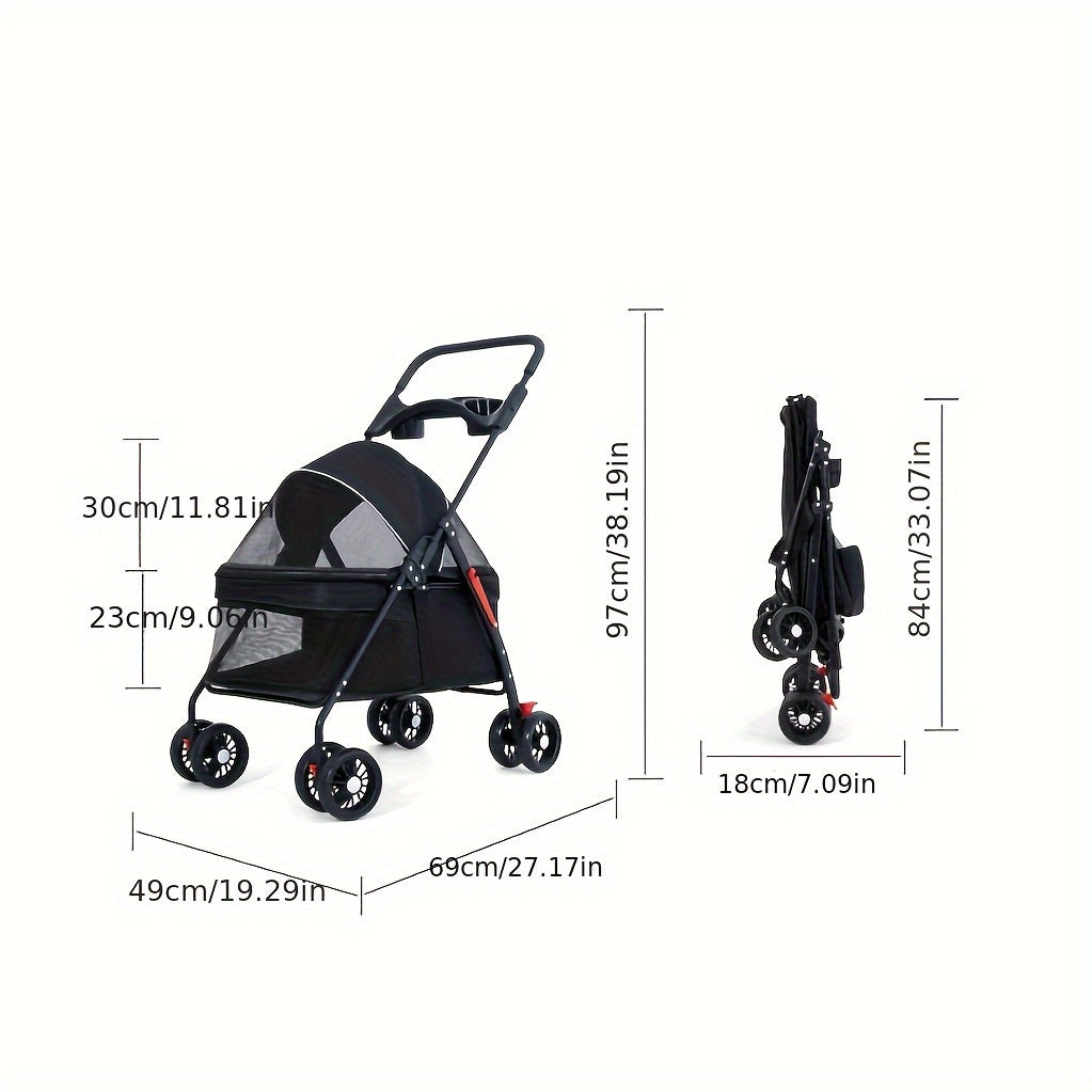 Deluxe Pet Stroller For Dogs & Puppies