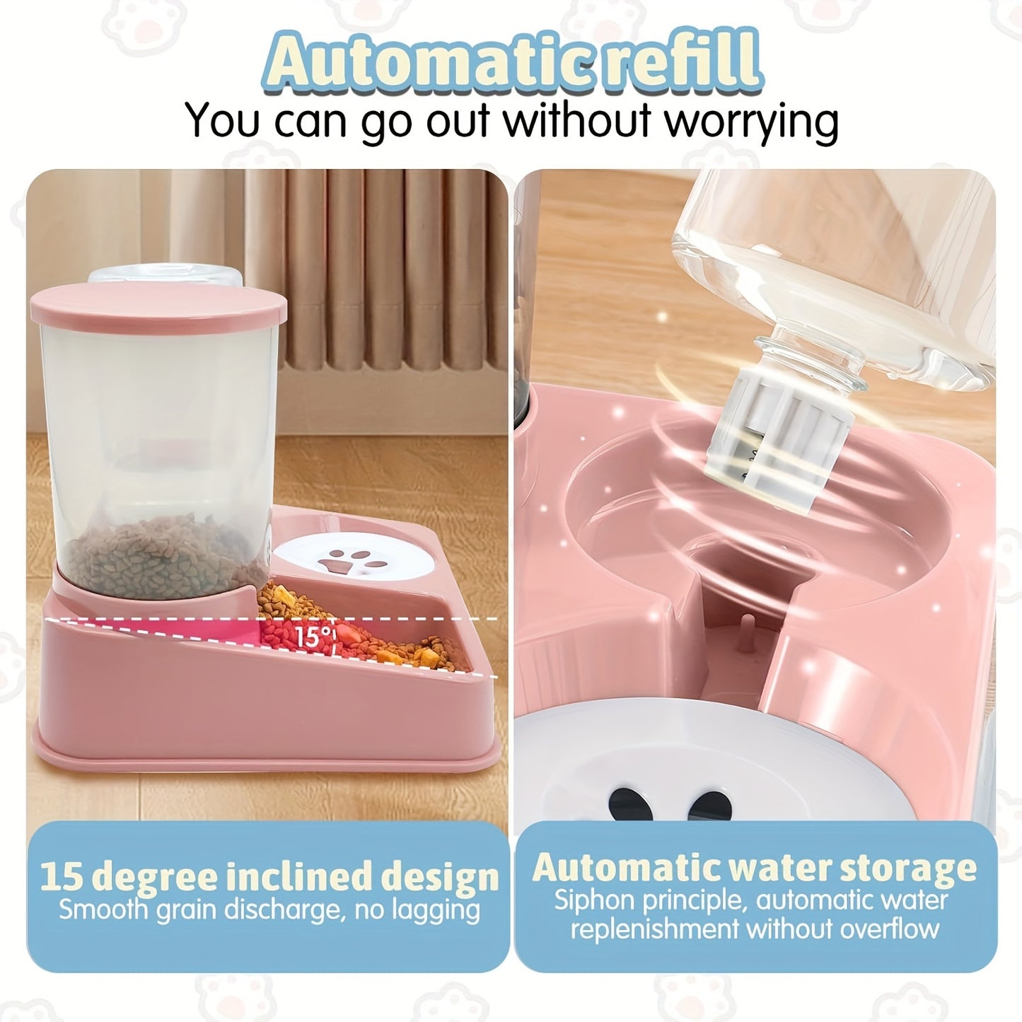 2-in-1 Automatic Pet Feeder and Waterer Set