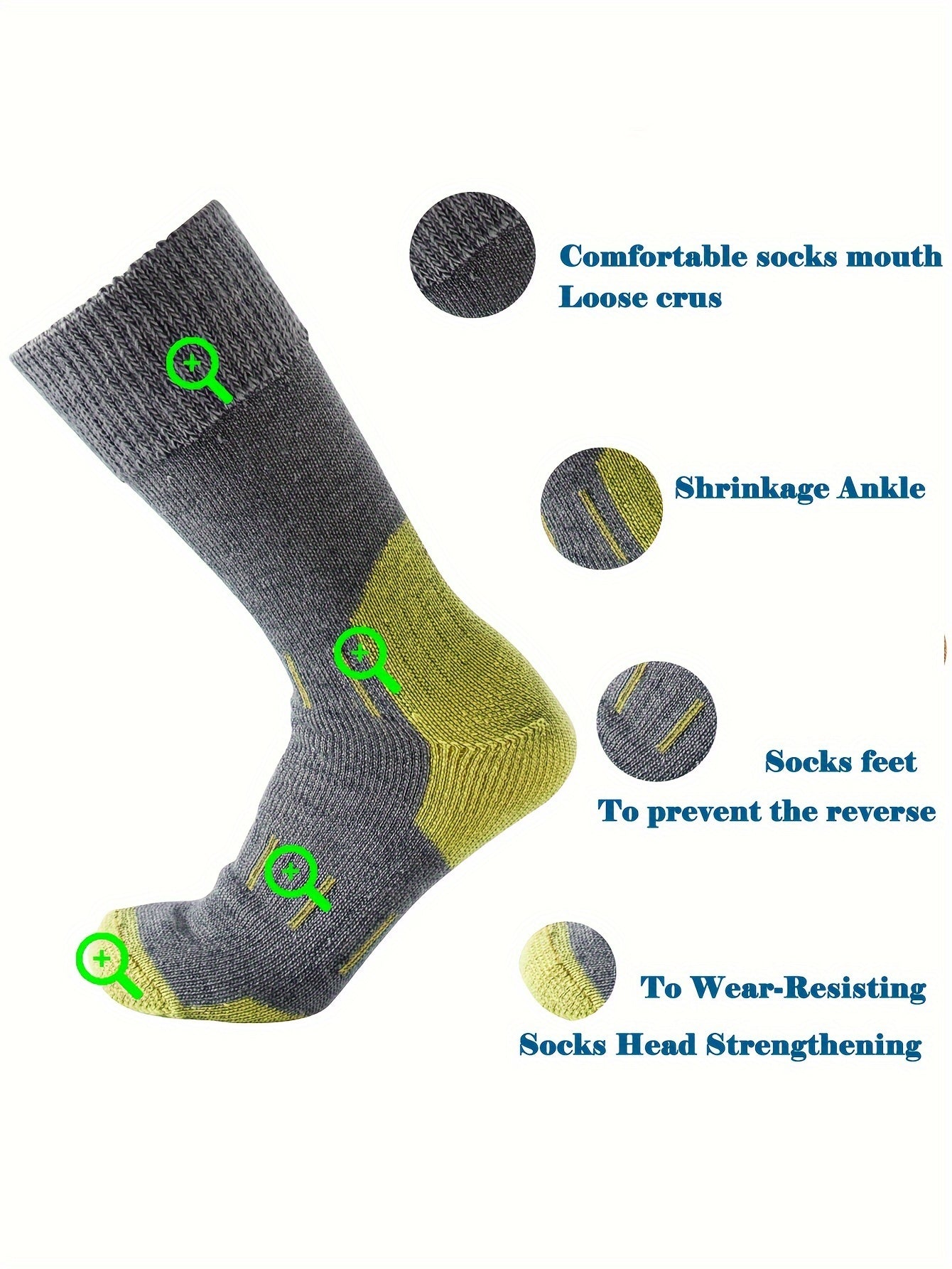 4 Pairs of Premium 79% Merino Wool Athletic Crew Socks for Men - US Sizes 10-13