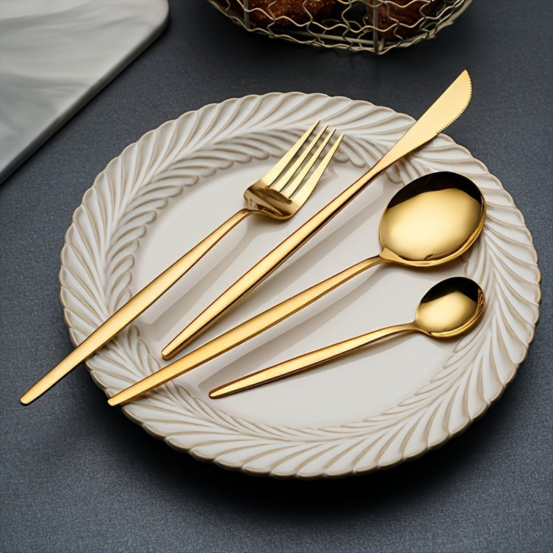 48pcs Golden Stainless Steel Tableware Set