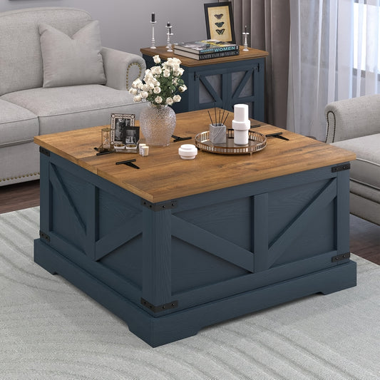 Farmhouse Coffee Table With Hidden Storage Compartment