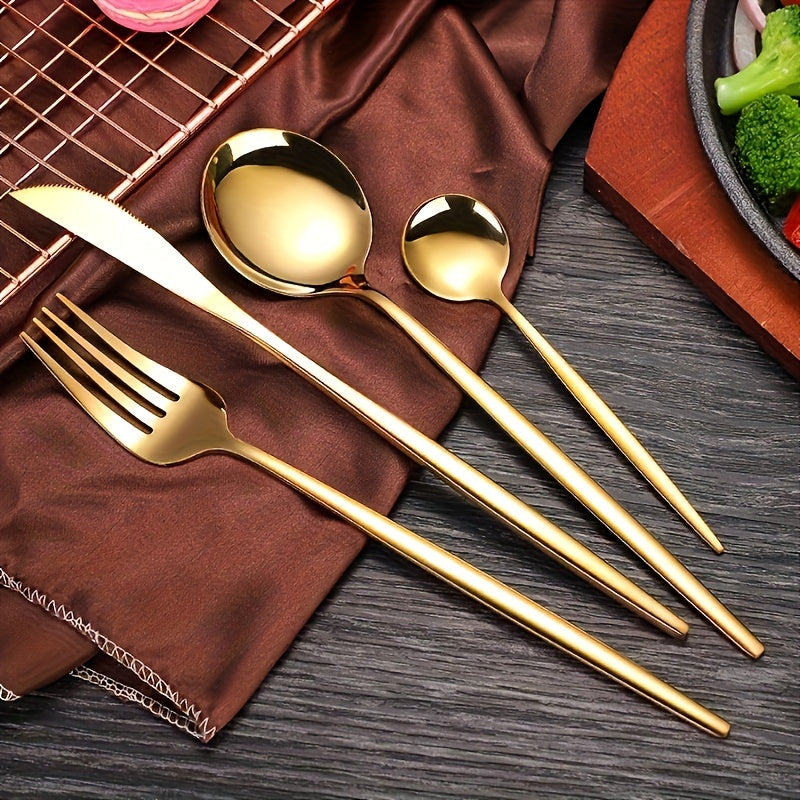 48pcs Golden Stainless Steel Tableware Set