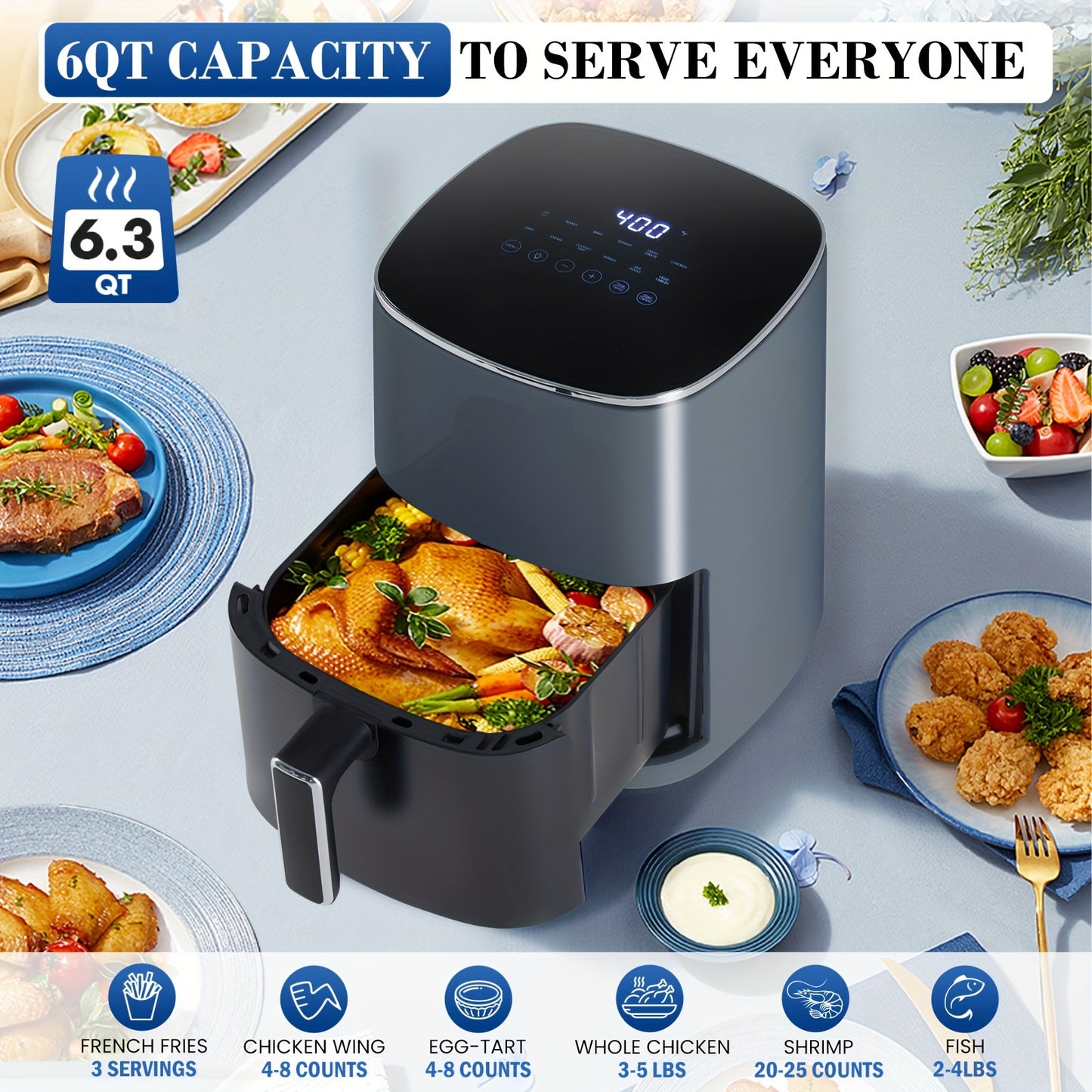 6 Qt Nonstick Air Fryer Oven