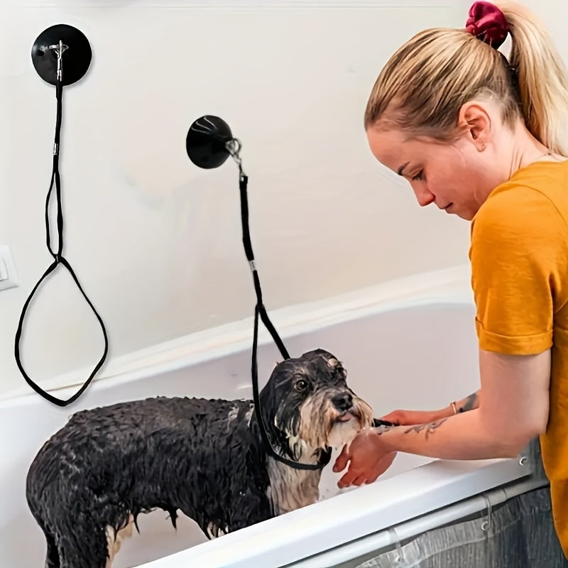 Bathing Tether with Suction Cup Anchor, Pet Grooming Bathtub Restraint.