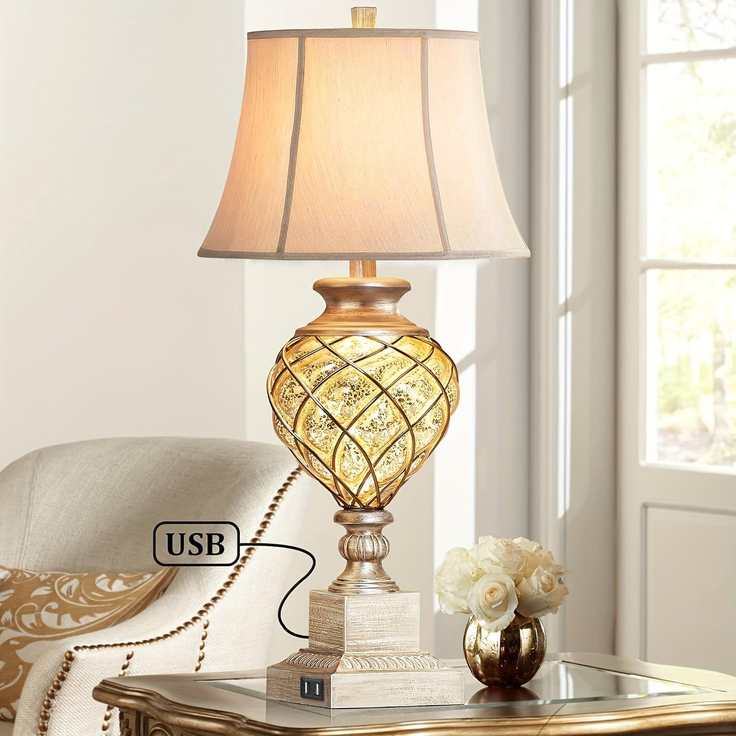 Set of 2, 29" Tall Traditional Elegant Table Lamps