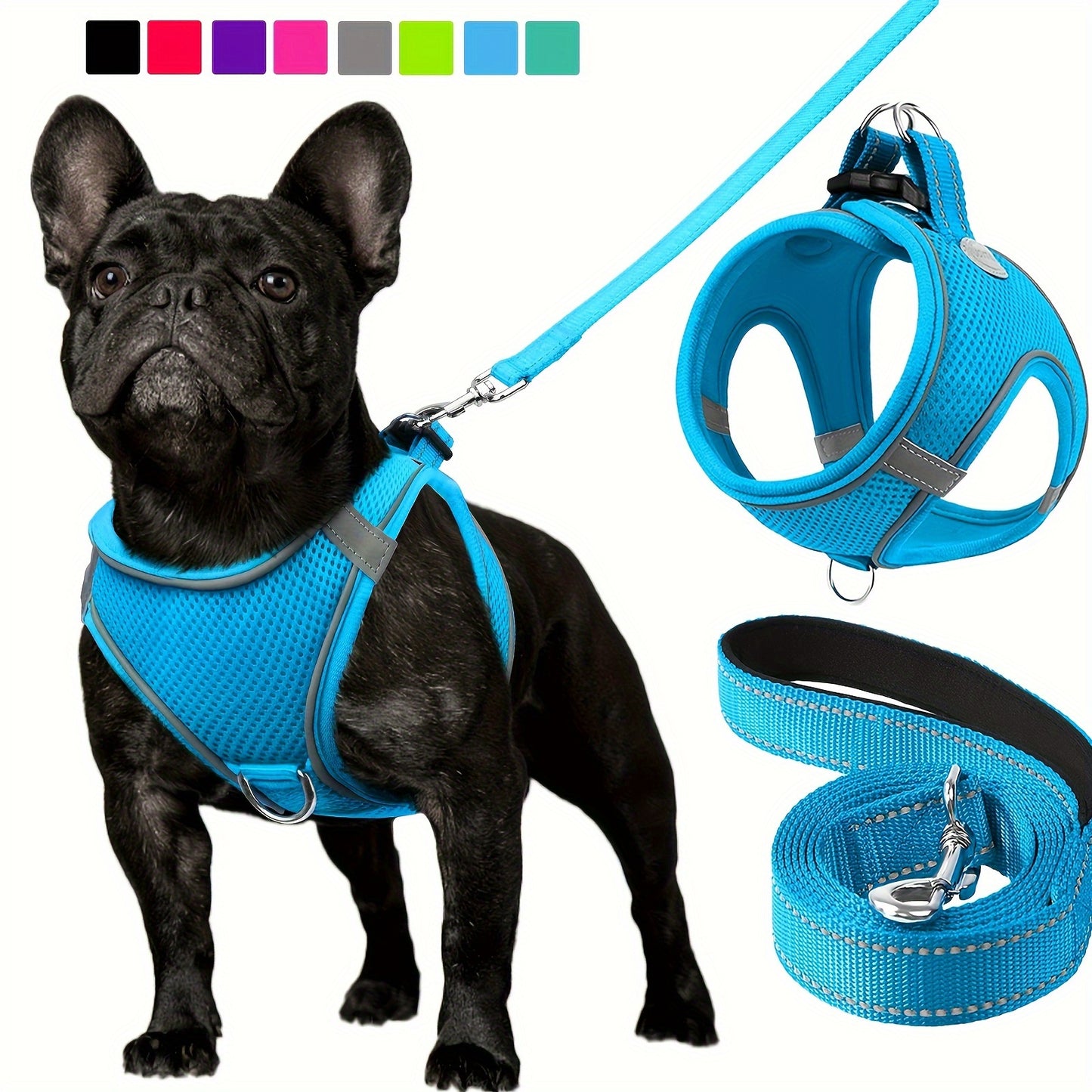 Ultimate Comfort Reflective Step-In Dog Harness and Leash Set