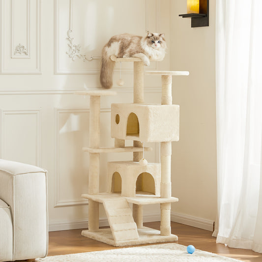 54in Cat Tree, Tower With Sisal Scratching Post For Indoors