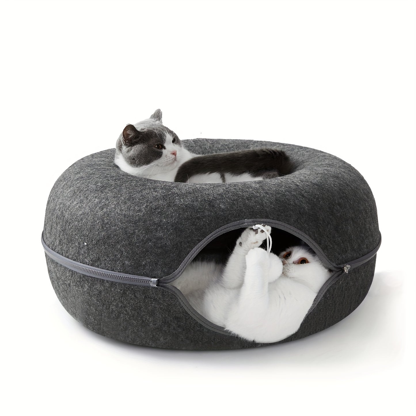 Cat Tunnel Bed with Toy Balls for Multiple Cats .